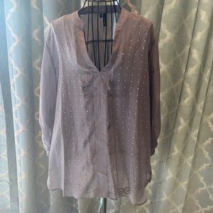 Maurices Embellished Sheer Gray Blouse size large